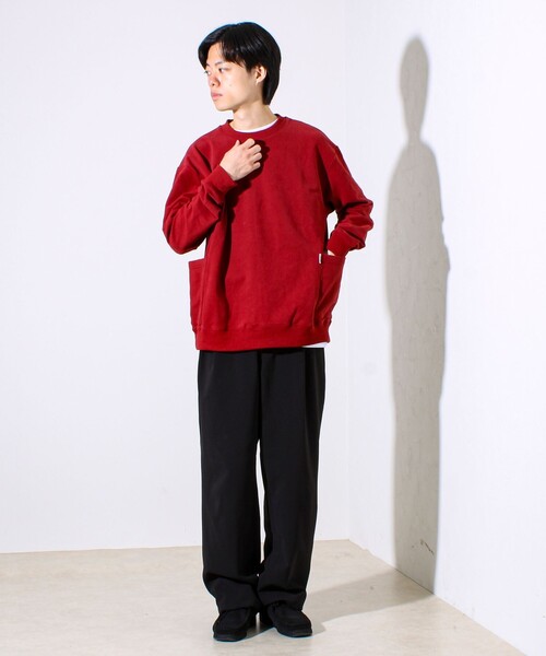 GLOSTER（グロスター）の「【ディテールで差がつく】バックステッチサイドポケットスウェット（スウェット・メンズ・ブラック/ボルドー/グレー/オリーブ・S/M/L）」の9枚目の写真