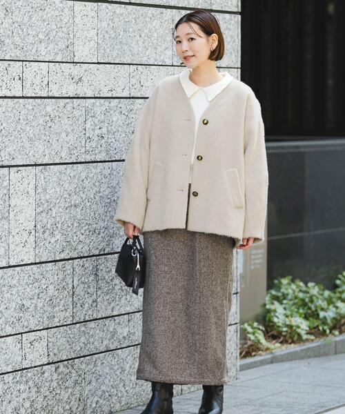 セール】F by ROSSO 『UR TECH』シャギーノーカラーコート（ノーカラー