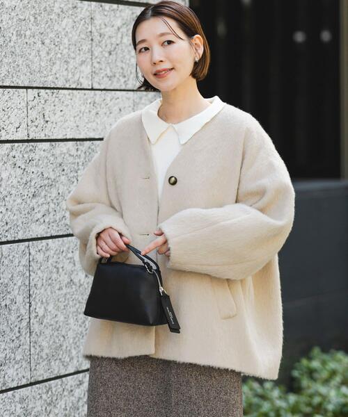 セール】F by ROSSO 『UR TECH』シャギーノーカラーコート（ノーカラー