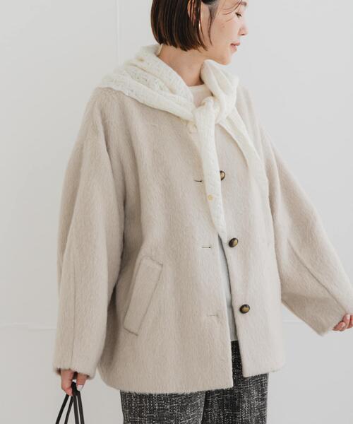 セール】F by ROSSO 『UR TECH』シャギーノーカラーコート（ノーカラー