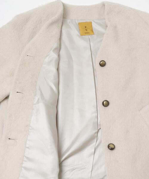 F by ROSSO(エフバイロッソ)の「F by ROSSO 『UR TECH』シャギーノーカラーコート(ノーカラージャケット・レディース・アイボリー/チャコールグレー・FREE)」の17枚目の写真