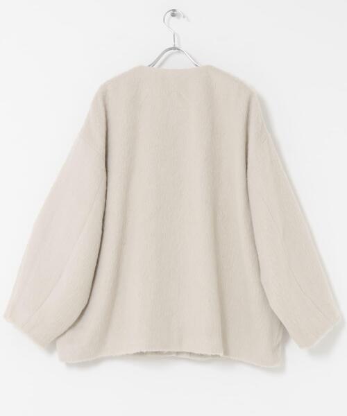 F by ROSSO(エフバイロッソ)の「F by ROSSO 『UR TECH』シャギーノーカラーコート(ノーカラージャケット・レディース・アイボリー/チャコールグレー・FREE)」の18枚目の写真