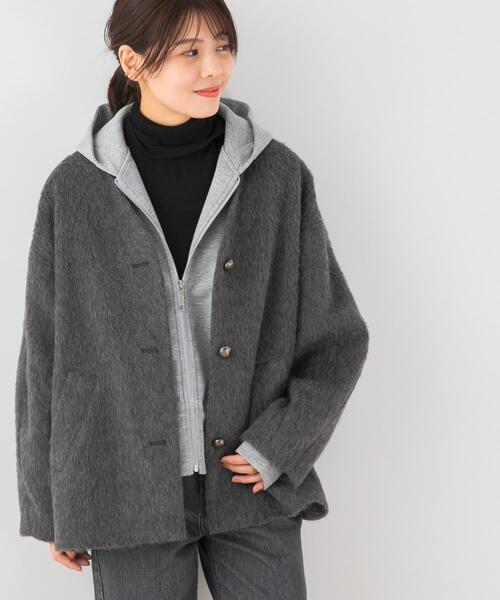 F by ROSSO 『UR TECH』シャギーノーカラーコート（ノーカラー