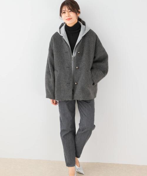 セール】F by ROSSO 『UR TECH』シャギーノーカラーコート（ノーカラー