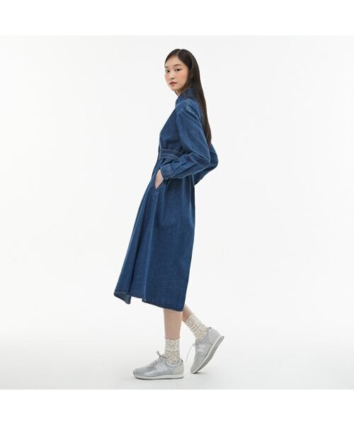 LAP(ラップ)の「切り替えポイントシャツカラー ロングデニムワンピース AQ1DO262(ワンピース・レディース・ダークブルー・FREE)」の2枚目の写真