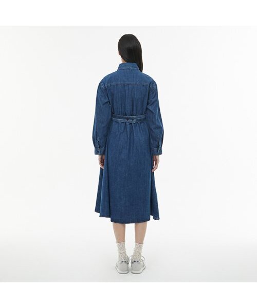LAP(ラップ)の「切り替えポイントシャツカラー ロングデニムワンピース AQ1DO262(ワンピース・レディース・ダークブルー・FREE)」の5枚目の写真