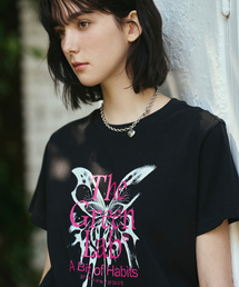 バタフライグラフィック半袖Tシャツ[ブラック]