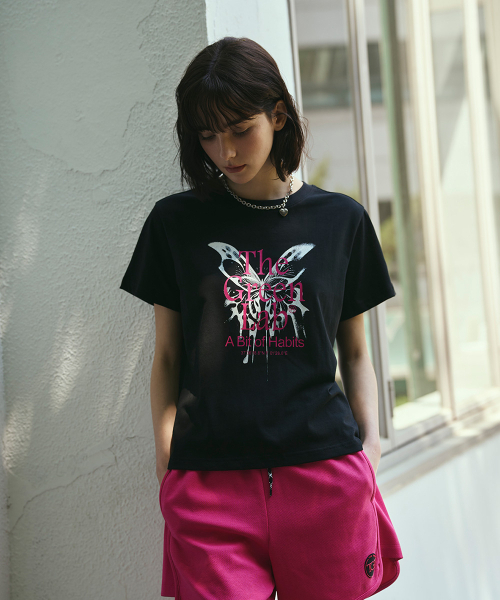 THE GREEN LAB（ザグリーンラボ）の「バタフライグラフィック半袖Tシャツ[ブラック]（Tシャツ/カットソー・レディース・その他・FREE）」の5枚目の写真