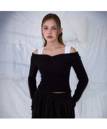 Twist Off Shoulder Long Sleeve [Black]