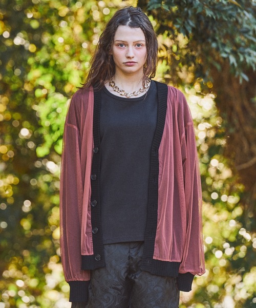 CASPER JOHN（キャスパージョン）の「Tulle layered lace cardigan/チュールレイヤードレースカーディガン（カーディガン/ボレロ・メンズ・ピンク/チャコールグレー/マスタード・LARGE/MEDIUM/SMALL/X-SMALL）」の16枚目の写真