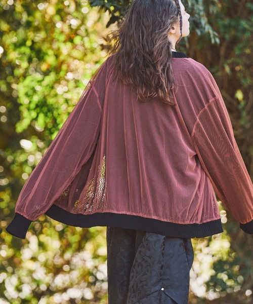 CASPER JOHN（キャスパージョン）の「Tulle layered lace cardigan/チュールレイヤードレースカーディガン（カーディガン/ボレロ・メンズ・ピンク/チャコールグレー/マスタード・LARGE/MEDIUM/SMALL/X-SMALL）」の17枚目の写真