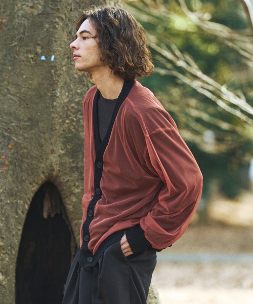 CASPER JOHN（キャスパージョン）の「Tulle layered lace cardigan/チュールレイヤードレースカーディガン（カーディガン/ボレロ・メンズ・ピンク/チャコールグレー/マスタード・LARGE/MEDIUM/SMALL/X-SMALL）」の22枚目の写真