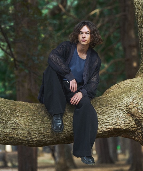 CASPER JOHN（キャスパージョン）の「Tulle layered lace cardigan/チュールレイヤードレースカーディガン（カーディガン/ボレロ・メンズ・ピンク/チャコールグレー/マスタード・LARGE/MEDIUM/SMALL/X-SMALL）」の5枚目の写真