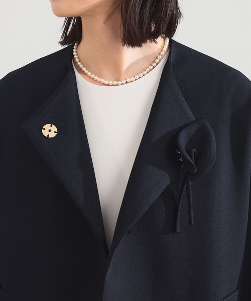 Demi-Luxe BEAMS（デミルクス ビームス）の「【セレモニー・フォーマル】カラー リリーハーフ コート＊（ノーカラーコート・レディース・ネイビー/オフホワイト・36/38）」の22枚目の写真