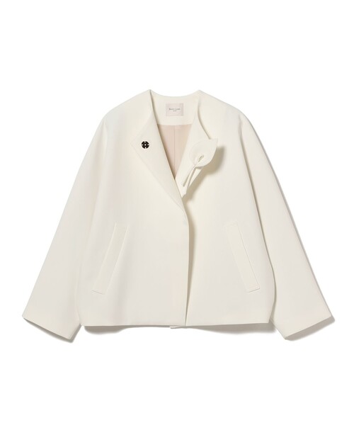 Demi-Luxe BEAMS（デミルクス ビームス）の「【セレモニー・フォーマル】カラー リリーハーフ コート＊（ノーカラーコート・レディース・ネイビー/オフホワイト・36/38）」の14枚目の写真