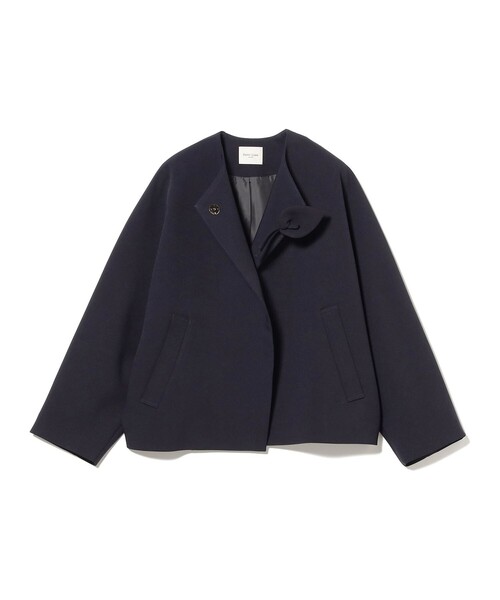 Demi-Luxe BEAMS（デミルクス ビームス）の「【セレモニー・フォーマル】カラー リリーハーフ コート＊（ノーカラーコート・レディース・ネイビー/オフホワイト・36/38）」の9枚目の写真