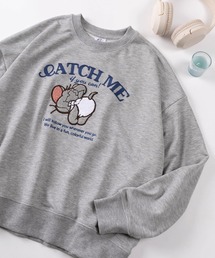 【71】【TOM&JERRY/トムとジェリー】ジェリー サガラ刺繍 裏毛 ワイド スウェット