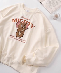 【71】【TOM＆JERRY/トムとジェリー】ジェリー サガラ刺繍 裏毛 ワイド スウェット