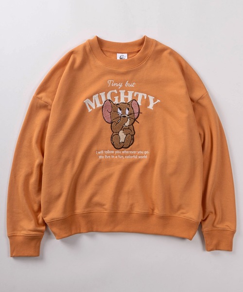 Tom&Jerry(トムアンドジェリー)の「【71】【TOM&JERRY/トムとジェリー】ジェリー サガラ刺繍 裏毛 ワイド スウェット(スウェット・レディース・グレー/クリーム/オレンジ/グリーン・M/L)」の5枚目の写真