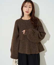 限定展開 ふっくら ペプラム ニット プルオーバー