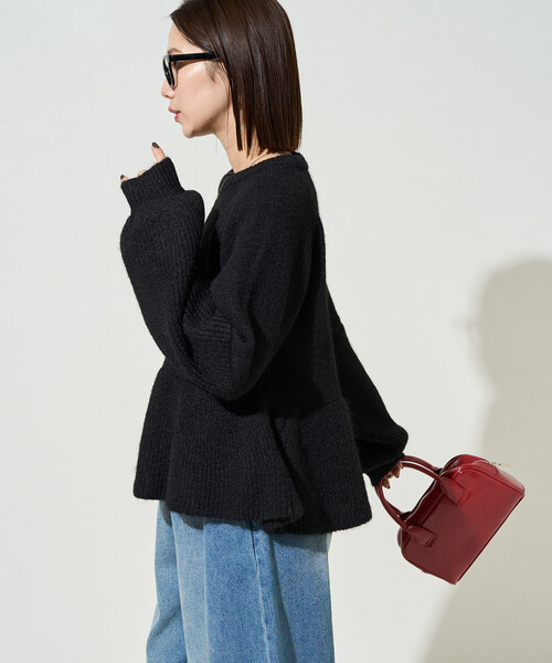FREAK'S STORE(フリークスストア)の「限定展開 ふっくら ペプラム ニット プルオーバー(ニット/セーター・レディース・ブラウン/ブラック/杢グレー/ナチュラル・フリ-)」の16枚目の写真