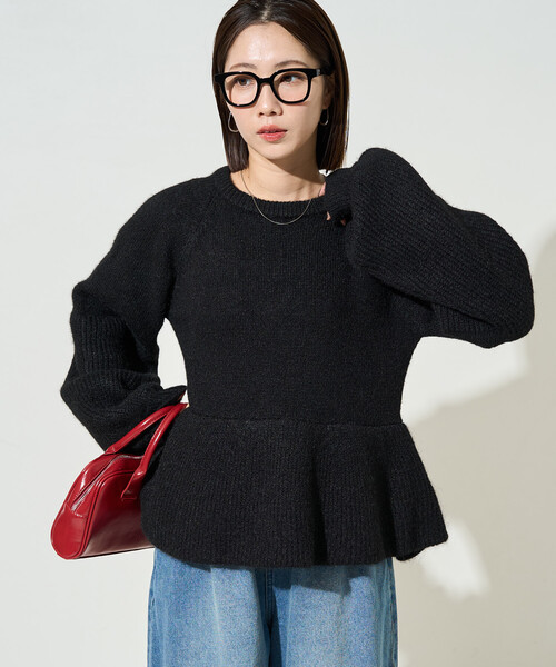 FREAK'S STORE(フリークスストア)の「限定展開 ふっくら ペプラム ニット プルオーバー(ニット/セーター・レディース・ブラウン/ブラック/杢グレー/ナチュラル・フリ-)」の17枚目の写真