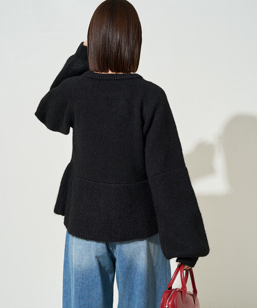 FREAK'S STORE(フリークスストア)の「限定展開 ふっくら ペプラム ニット プルオーバー(ニット/セーター・レディース・ブラウン/ブラック/杢グレー/ナチュラル・フリ-)」の20枚目の写真