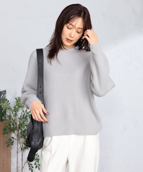 GALLORIA（ギャローリア）の「ショートフェザー切替ニット（ニット/セーター・レディース・オフホワイト/ライトグレー/レッド・S/M/LL/L）」の13枚目の写真