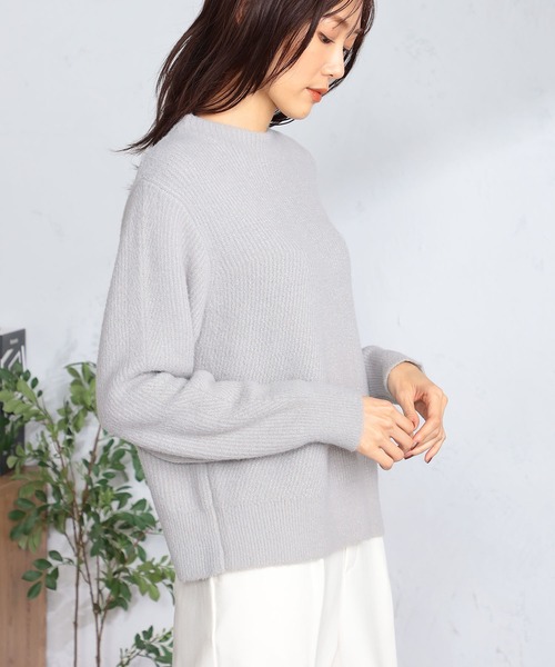 GALLORIA（ギャローリア）の「ショートフェザー切替ニット（ニット/セーター・レディース・オフホワイト/ライトグレー/レッド・S/M/LL/L）」の14枚目の写真