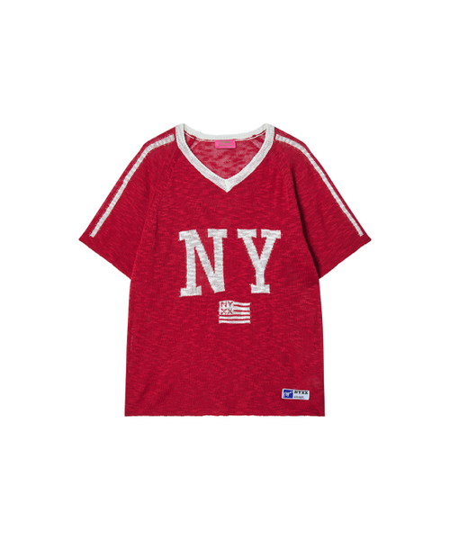 NYXX(エヌワイエックスエックス)の「NY FLAG V-NECK KNIT RED(Tシャツ/カットソー・レディース・その他・F)」の2枚目の写真