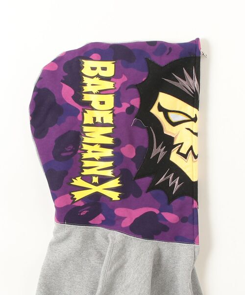 A BATHING APE（アベイシングエイプ）の「BAPEMAN-X FULL ZIP HOODIE（パーカー・メンズ・グレー/ブラック・LARGE/SMALL/XX-LARGE/MEDIUM/X-LARGE/XXX-LARGE）」の5枚目の写真