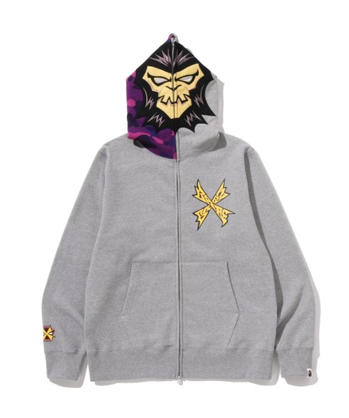 A BATHING APE(アベイシングエイプ)の「BAPEMAN-X FULL ZIP HOODIE(パーカー・メンズ・グレー/ブラック・LARGE)」の2枚目の写真