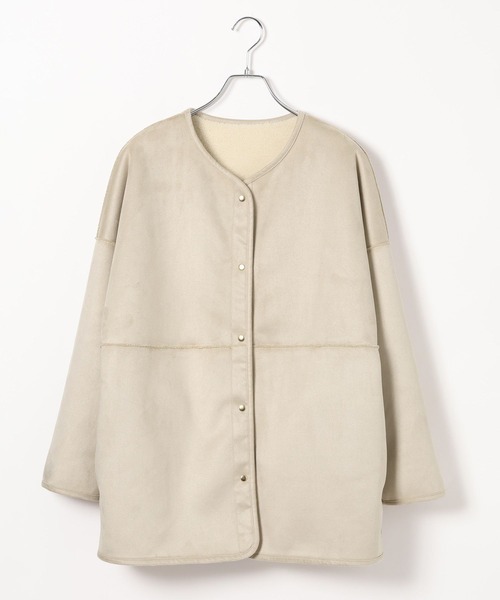 GLOBAL WORK（グローバルワーク）の「MATINEE LINE/リバーシブルボア切り替えジャケット/606804（テーラードジャケット・レディース・ブラウン系その他6/オフホワイト・LARGE/MEDIUM）」の4枚目の写真