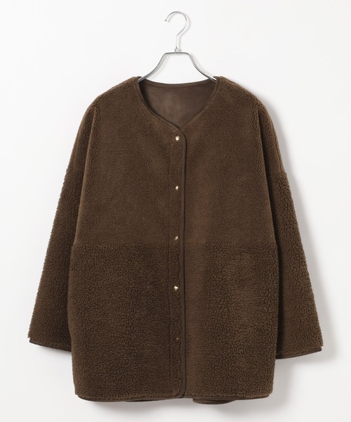 GLOBAL WORK（グローバルワーク）の「MATINEE LINE/リバーシブルボア切り替えジャケット/606804（テーラードジャケット・レディース・ブラウン系その他6/オフホワイト・LARGE/MEDIUM）」の5枚目の写真