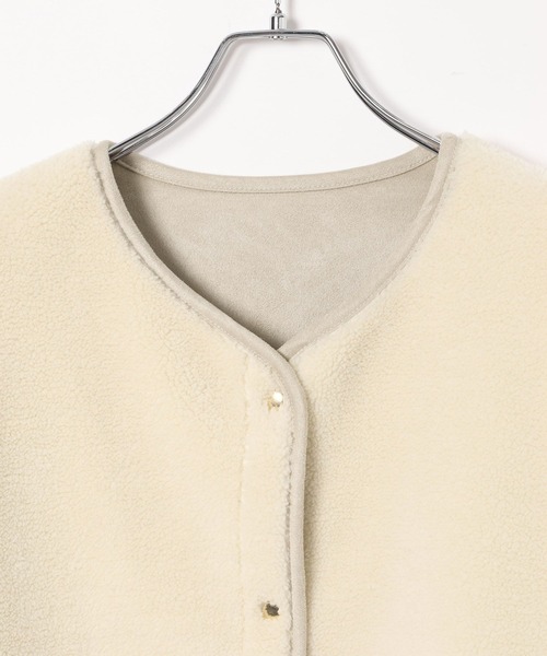 GLOBAL WORK（グローバルワーク）の「MATINEE LINE/リバーシブルボア切り替えジャケット/606804（テーラードジャケット・レディース・ブラウン系その他6/オフホワイト・LARGE/MEDIUM）」の9枚目の写真