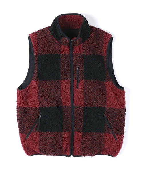 The DUFFER of ST.GEORGE(ザダファーオブセントジョージ)の「CLASSIC TARTAN CHECK BOA FLEECE REVERSIBLE VEST:クラシックタータンチェック ボアフリース リバーシブルベスト(ベスト・メンズ・ダークグリーン/レッド・LARGE/MEDIUM)」の7枚目の写真