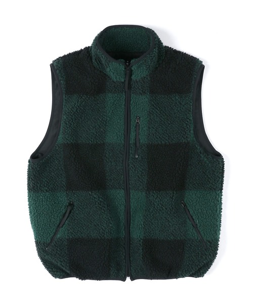 The DUFFER of ST.GEORGE(ザダファーオブセントジョージ)の「CLASSIC TARTAN CHECK BOA FLEECE REVERSIBLE VEST:クラシックタータンチェック ボアフリース リバーシブルベスト(ベスト・メンズ・ダークグリーン/レッド・LARGE/MEDIUM)」の6枚目の写真