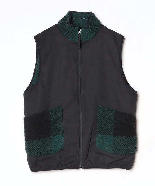 The DUFFER of ST.GEORGE(ザダファーオブセントジョージ)の「CLASSIC TARTAN CHECK BOA FLEECE REVERSIBLE VEST:クラシックタータンチェック ボアフリース リバーシブルベスト(ベスト・メンズ・ダークグリーン/レッド・LARGE/MEDIUM)」の3枚目の写真