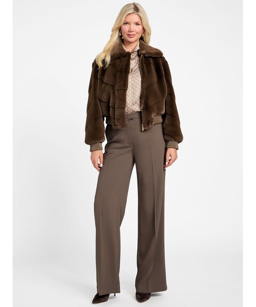 Guess（ゲス）の「MAYA Faux Fur Jacket アウター ジャケット （ブルゾン・レディース・ブラウン・MEDIUM）」の7枚目の写真