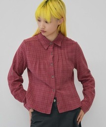 sleeve detail check shirt