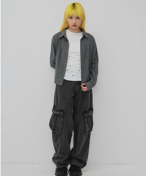 Enewd nina(エニュードニーナ)の「sleeve detail check shirt(シャツ/ブラウス・レディース・ブルー/グレー/レッド/ブラウン・FREE)」の6枚目の写真