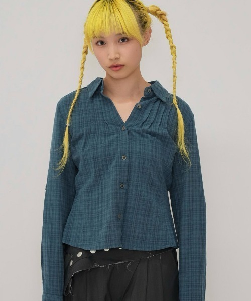 Enewd nina(エニュードニーナ)の「sleeve detail check shirt(シャツ/ブラウス・レディース・ブルー/グレー/レッド/ブラウン・FREE)」の15枚目の写真