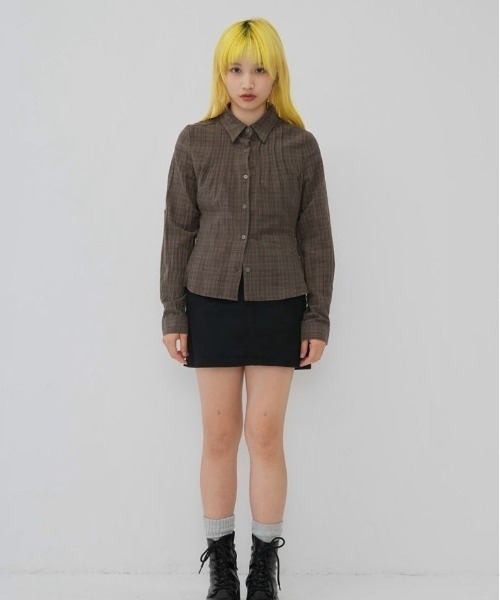 Enewd nina(エニュードニーナ)の「sleeve detail check shirt(シャツ/ブラウス・レディース・ブルー/グレー/レッド/ブラウン・FREE)」の20枚目の写真