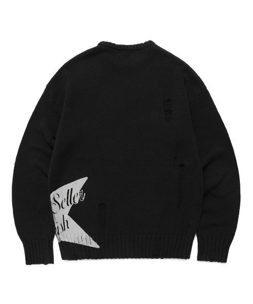 Cavish(カビシ)の「W DAMAGED STAR KNIT CREWNECK BLACK(CV2DFFK601A)(ニット/セーター・レディース・ブラック・MEDIUM/LARGE)」の2枚目の写真