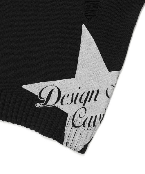 Cavish(カビシ)の「W DAMAGED STAR KNIT CREWNECK BLACK(CV2DFFK601A)(ニット/セーター・レディース・ブラック・MEDIUM/LARGE)」の4枚目の写真