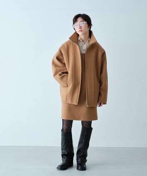 CODE A（コードエー）の「wool volume short coat（その他アウター・レディース・キャメル/アイボリー・00）」の4枚目の写真