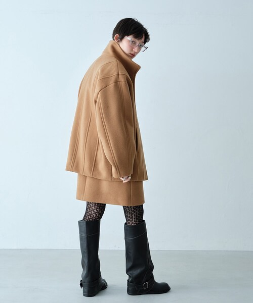 CODE A（コードエー）の「wool volume short coat（その他アウター・レディース・キャメル/アイボリー・00）」の5枚目の写真