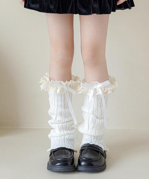 WEGO（ウィゴー）の「WEGO/レースリブニットレッグカバー（レッグウォーマー・レディース・ホワイト/ブラウン/グレー・FREE）」の2枚目の写真