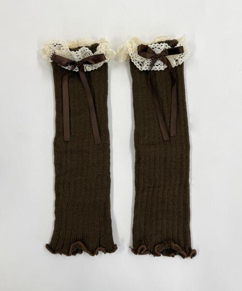 WEGO（ウィゴー）の「WEGO/レースリブニットレッグカバー（レッグウォーマー・レディース・ホワイト/ブラウン/グレー・FREE）」の4枚目の写真
