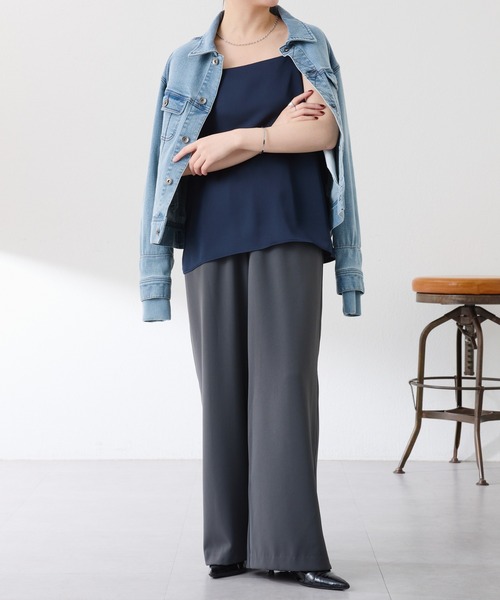 COLLAGE GALLARDAGALANTE（コラージュガリャルダガランテ）の「2WAY サテンキャミ（キャミソール・レディース・アイボリー/ネイビー・FREE）」の21枚目の写真